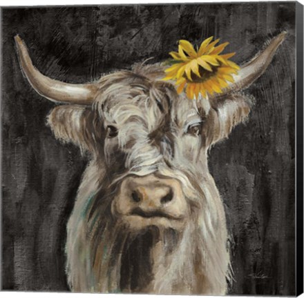 Framed Floral Highland Cow Print