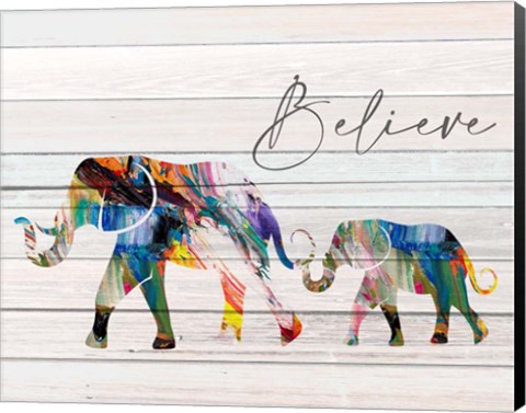 Framed Believe Elephant Print