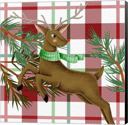 Framed Reindeer Plaid Print