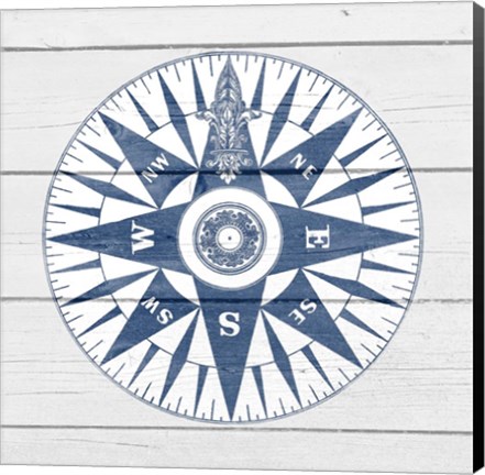 Framed Blue Compass Print