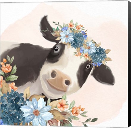 Framed Floral Cow Print