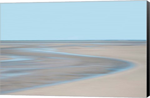 Framed Blue and Beige Beach 1 Print