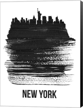 Framed New York Skyline Brush Stroke Black Print