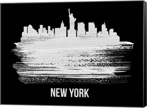 Framed New York Skyline Brush Stroke White Print