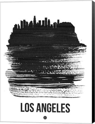 Framed Los Angeles Skyline Brush Stroke Black Print