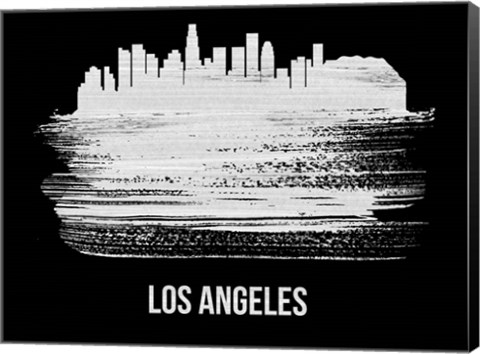 Framed Los Angeles Skyline Brush Stroke White Print