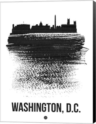 Framed Washington, D.C. Skyline Brush Stroke Black Print