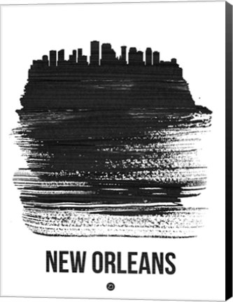 Framed New Orleans Skyline Brush Stroke Black Print