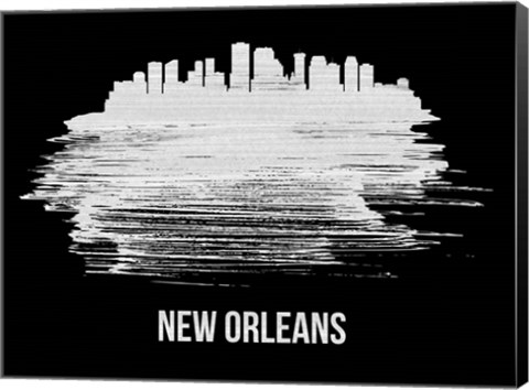 Framed New Orleans Skyline Brush Stroke White Print