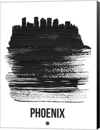 Framed Phoenix Skyline Brush Stroke Black Print