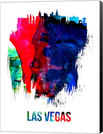 Framed Las Vegas Skyline Brush Stroke Watercolor Print