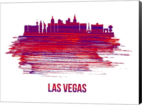 Framed Las Vegas Skyline Brush Stroke Red Print