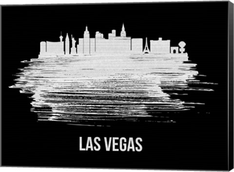 Framed Las Vegas Skyline Brush Stroke White Print