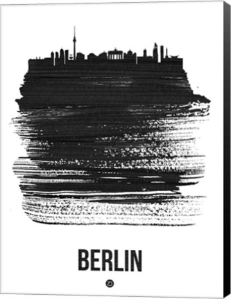 Framed Berlin Skyline Brush Stroke Black Print