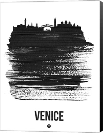 Framed Venice Skyline Brush Stroke Black Print