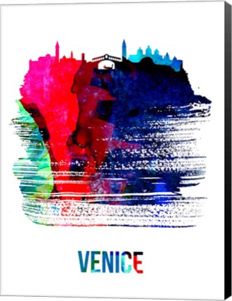 Framed Venice Skyline Brush Stroke Watercolor Print