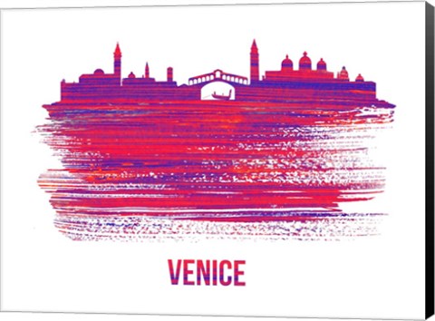 Framed Venice Skyline Brush Stroke Red Print