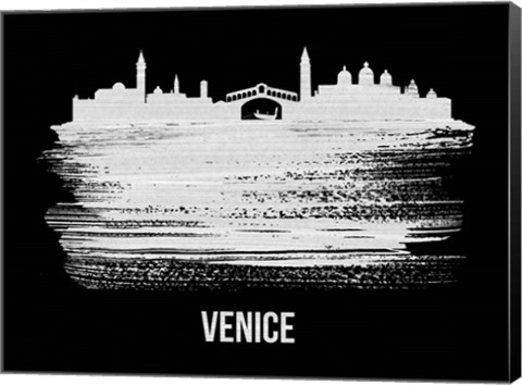 Framed Venice Skyline Brush Stroke White Print