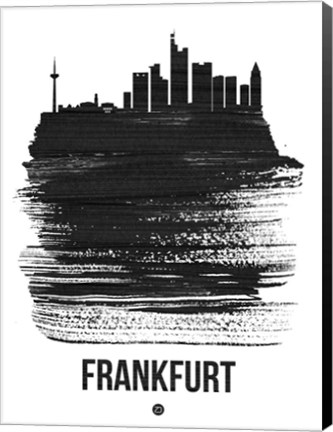 Framed Frankfurt Skyline Brush Stroke Black Print