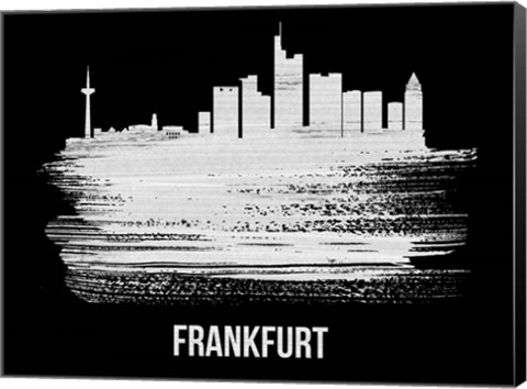 Framed Frankfurt Skyline Brush Stroke White Print