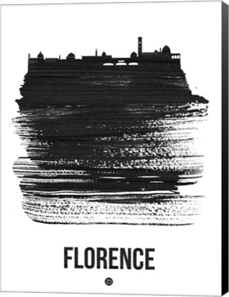 Framed Florence Skyline Brush Stroke Black Print