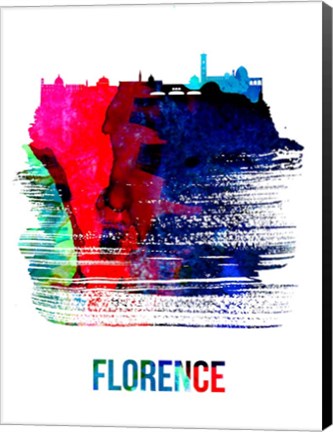 Framed Florence Skyline Brush Stroke Watercolor Print