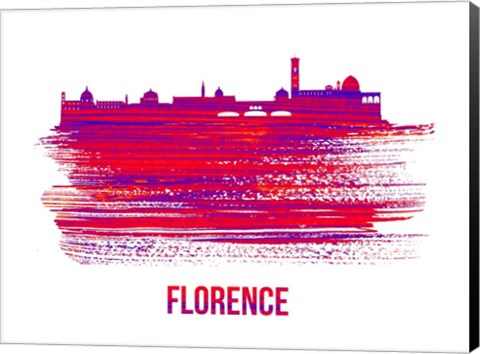 Framed Florence Skyline Brush Stroke Red Print