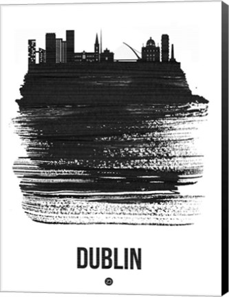 Framed Dublin Skyline Brush Stroke Black Print