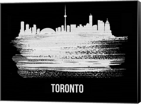 Framed Toronto Skyline Brush Stroke White Print