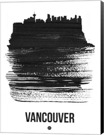 Framed Vancouver Skyline Brush Stroke Black Print