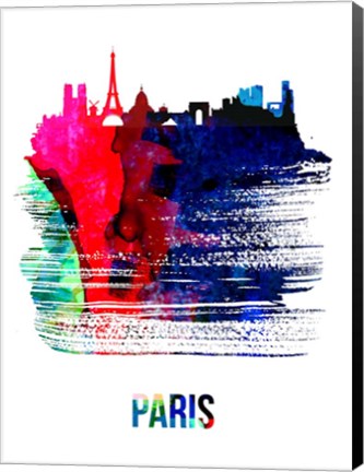 Framed Paris Skyline Brush Stroke Watercolor Print