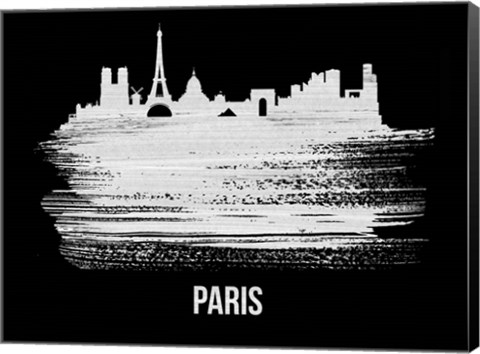 Framed Paris Skyline Brush Stroke White Print