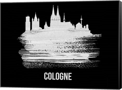 Framed Cologne Skyline Brush Stroke White Print