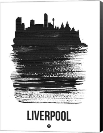 Framed Liverpool Skyline Brush Stroke Black Print