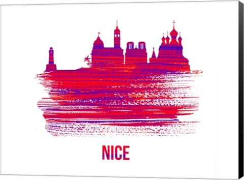 Framed Nice Skyline Brush Stroke Red Print