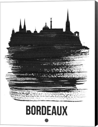 Framed Bordeaux Skyline Brush Stroke Black Print