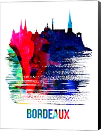 Framed Bordeaux Skyline Brush Stroke Watercolor Print