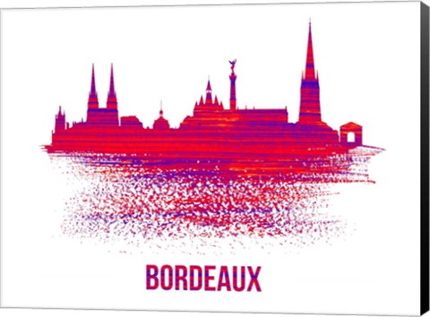 Framed Bordeaux Skyline Brush Stroke Red Print