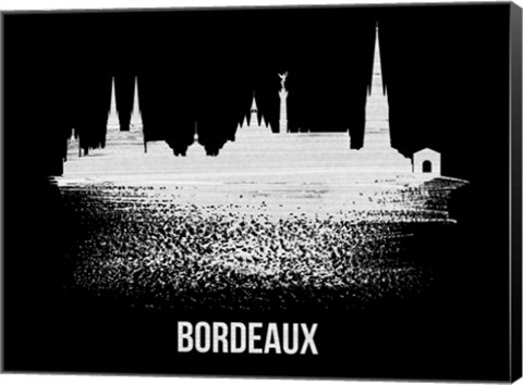 Framed Bordeaux Skyline Brush Stroke White Print