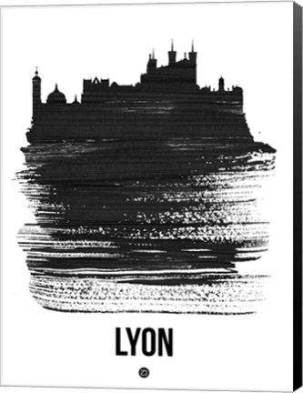 Framed Lyon Skyline Brush Stroke Black Print