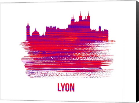 Framed Lyon Skyline Brush Stroke Red Print