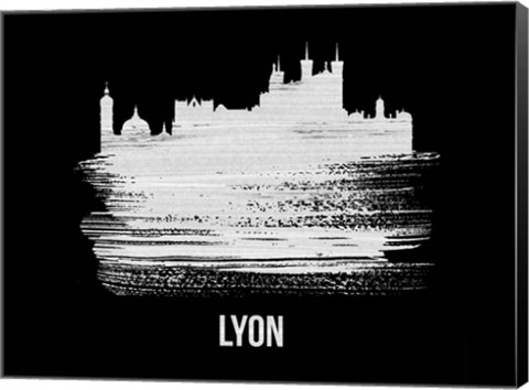 Framed Lyon Skyline Brush Stroke White Print