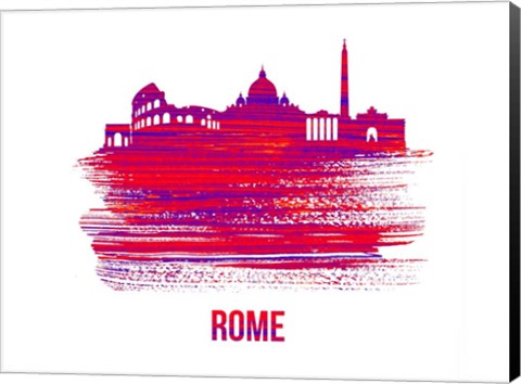 Framed Rome Skyline Brush Stroke Red Print