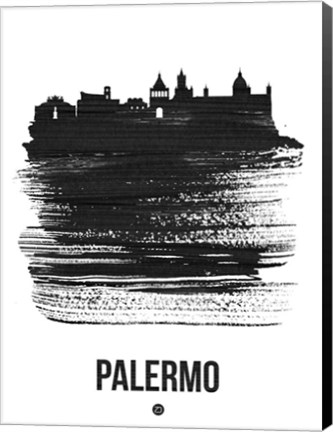 Framed Palermo Skyline Brush Stroke Black Print