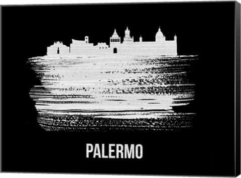 Framed Palermo Skyline Brush Stroke White Print