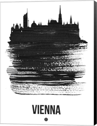 Framed Vienna Skyline Brush Stroke Black Print