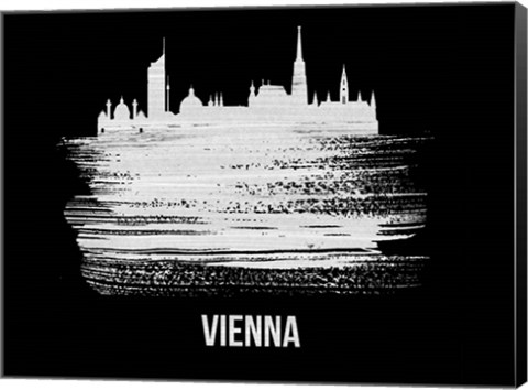 Framed Vienna Skyline Brush Stroke White Print