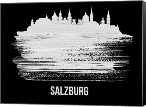 Framed Salzburg Skyline Brush Stroke White Print