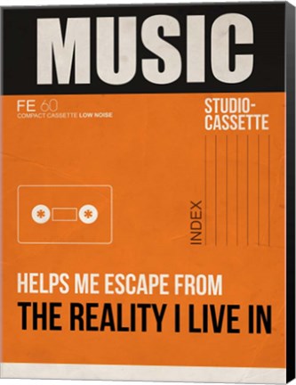 Framed Music Is Escape Print