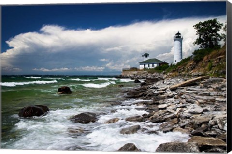 Framed Storm Over Tibbetts Point Lighthouse Print